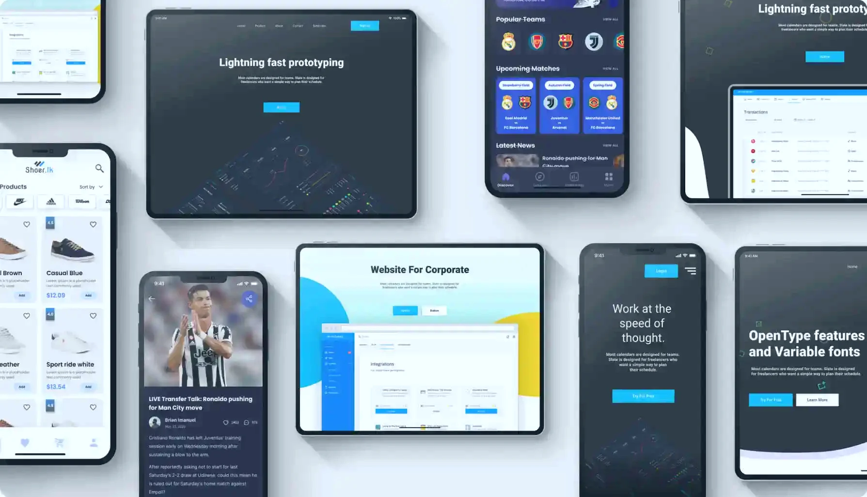 App interfaces mockups